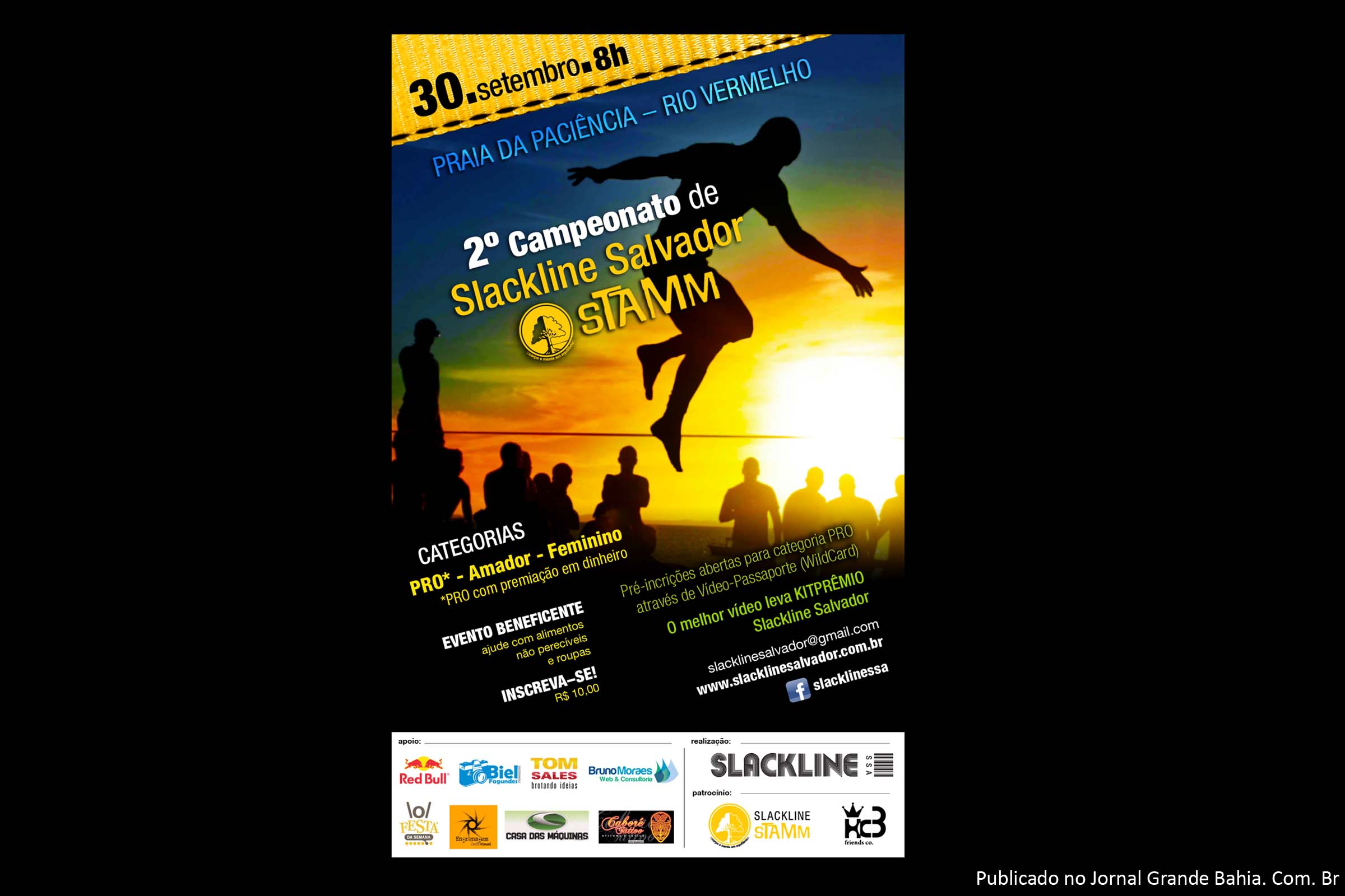 2º Campeonato de Slackline Salvador STAMM, ocorre na praia da Paciência em Salvador.