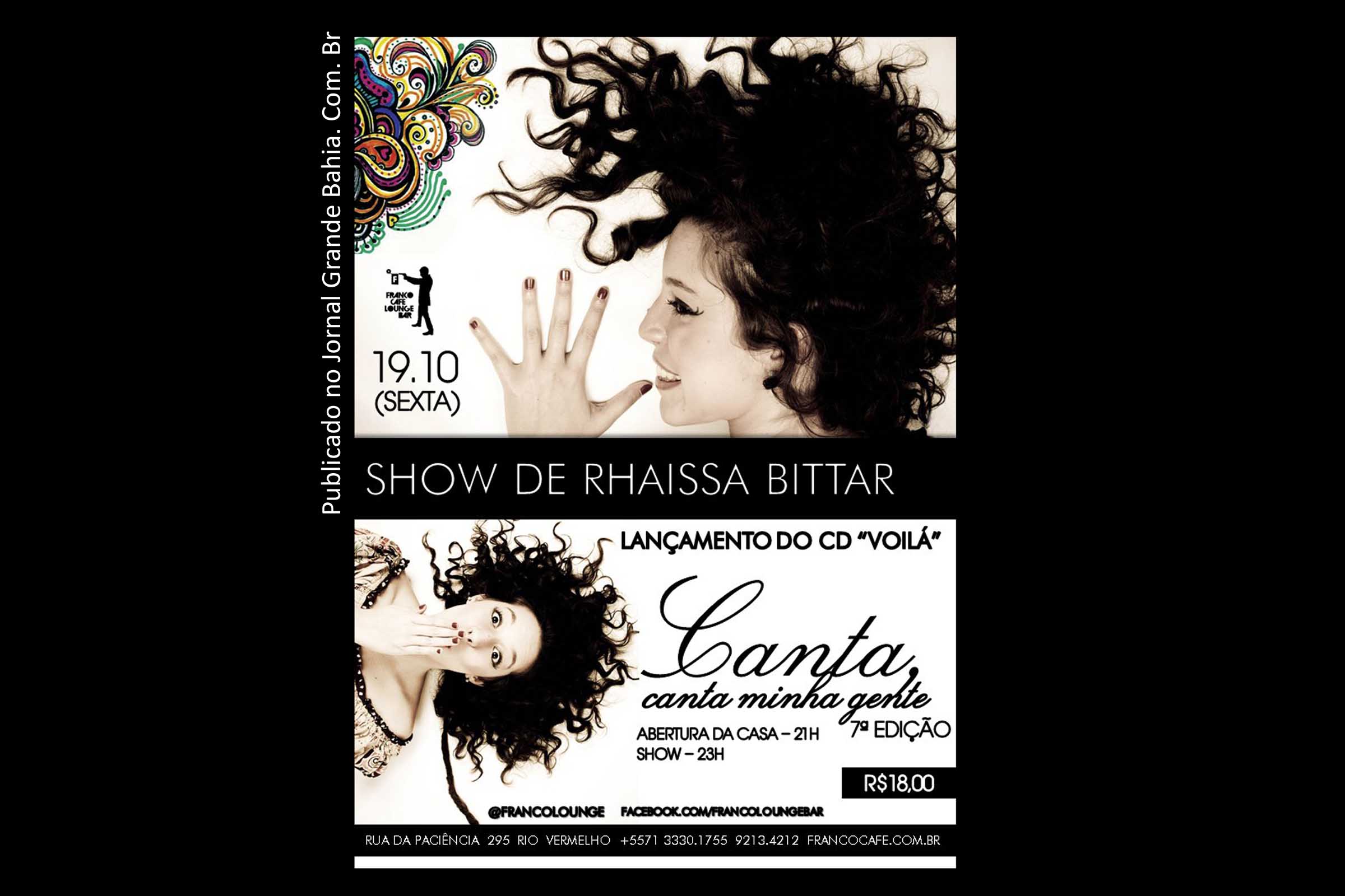 Rhaissa Bittar lança álbum “Voilá”, no Franco Lounge, em Salvador.