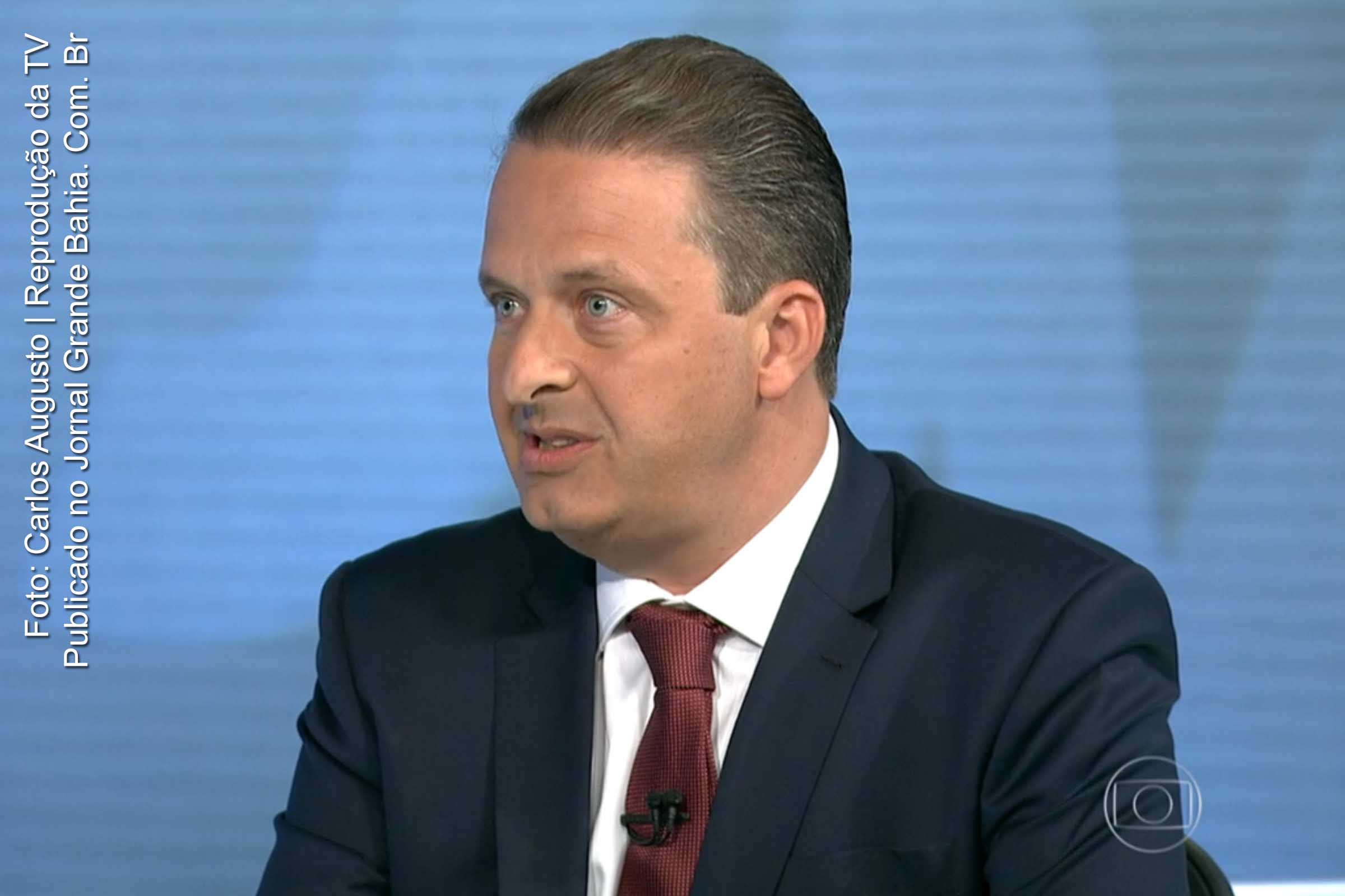 Eduardo Campos durante entrevista concedida ao Jornal Nacional, em 12 de agosto de 2014.
