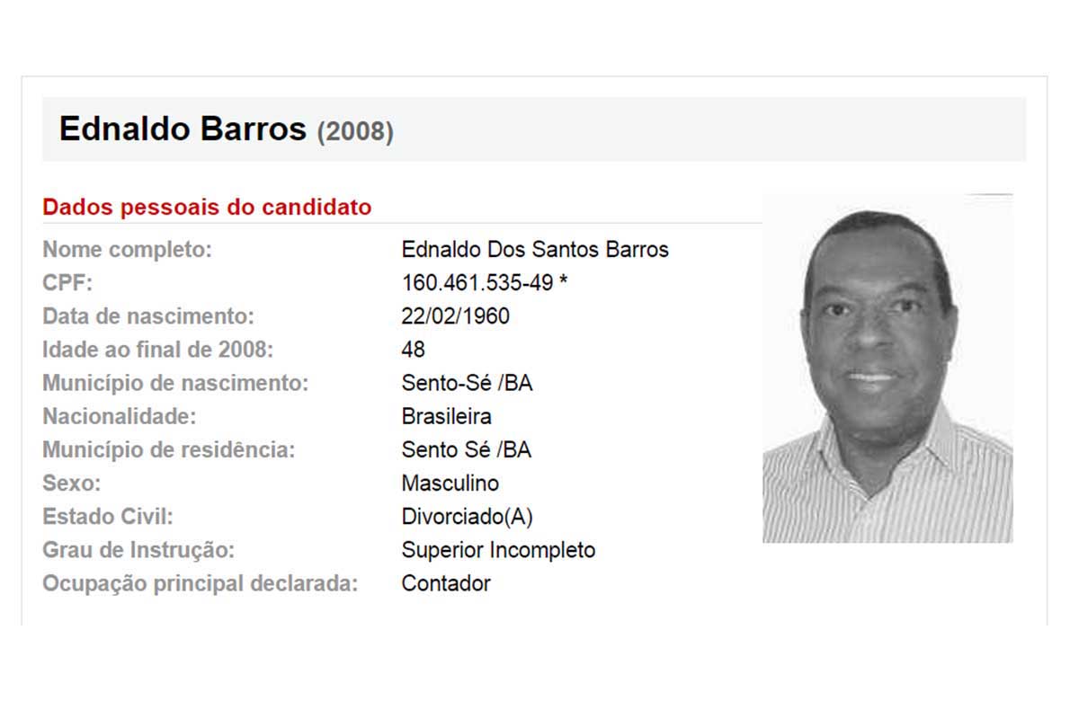 Ednaldo dos Santos Barros é condenado pelo TJBA.