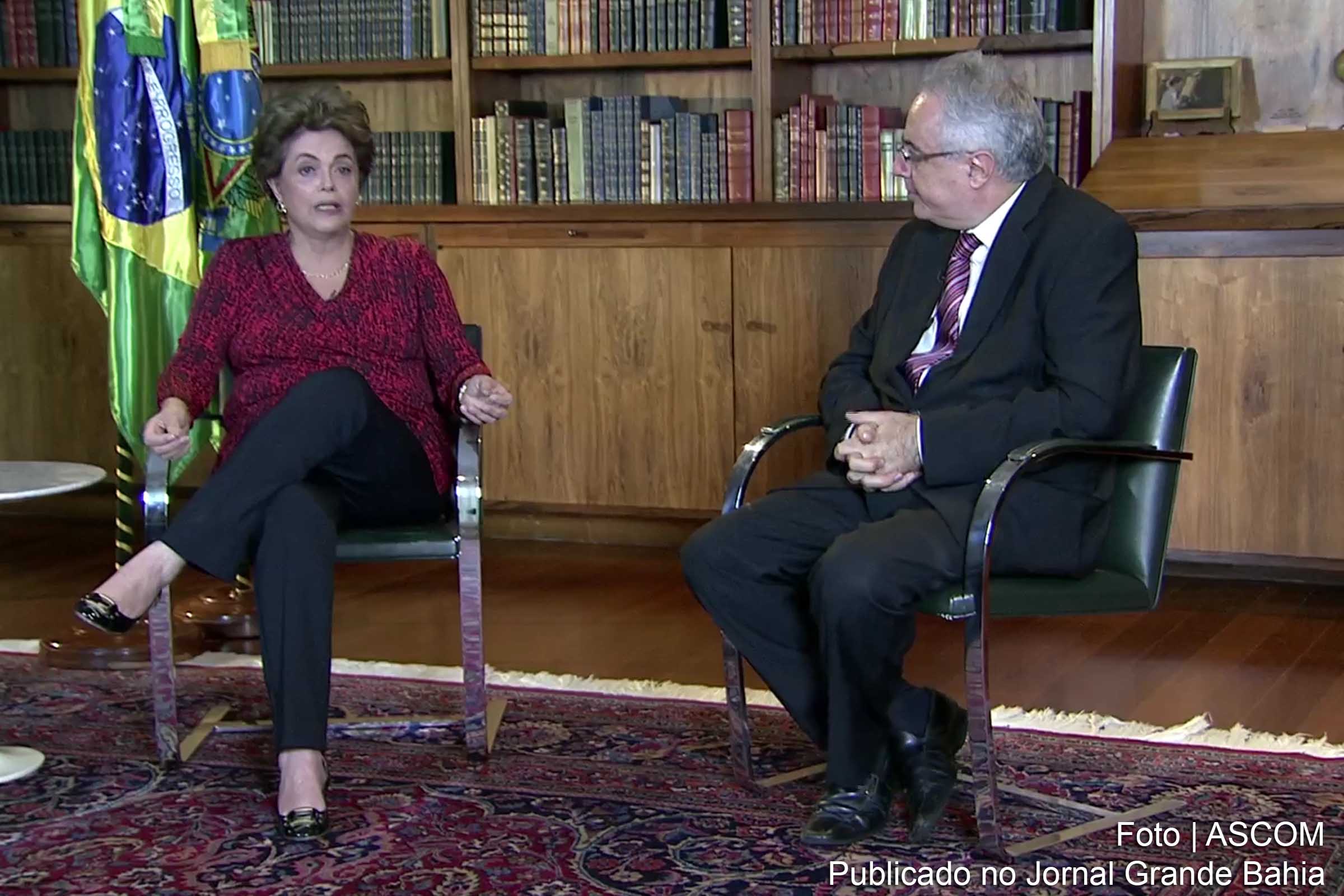 A presidenta afastada Dilma Rousseff, em entrevista exclusiva à TV Brasil, em parceria com a Rede Minas, gravada no último domingo (05/06/2016). A entrevista foi feita pelo jornalista Luis Nassif, a convite da empresa.