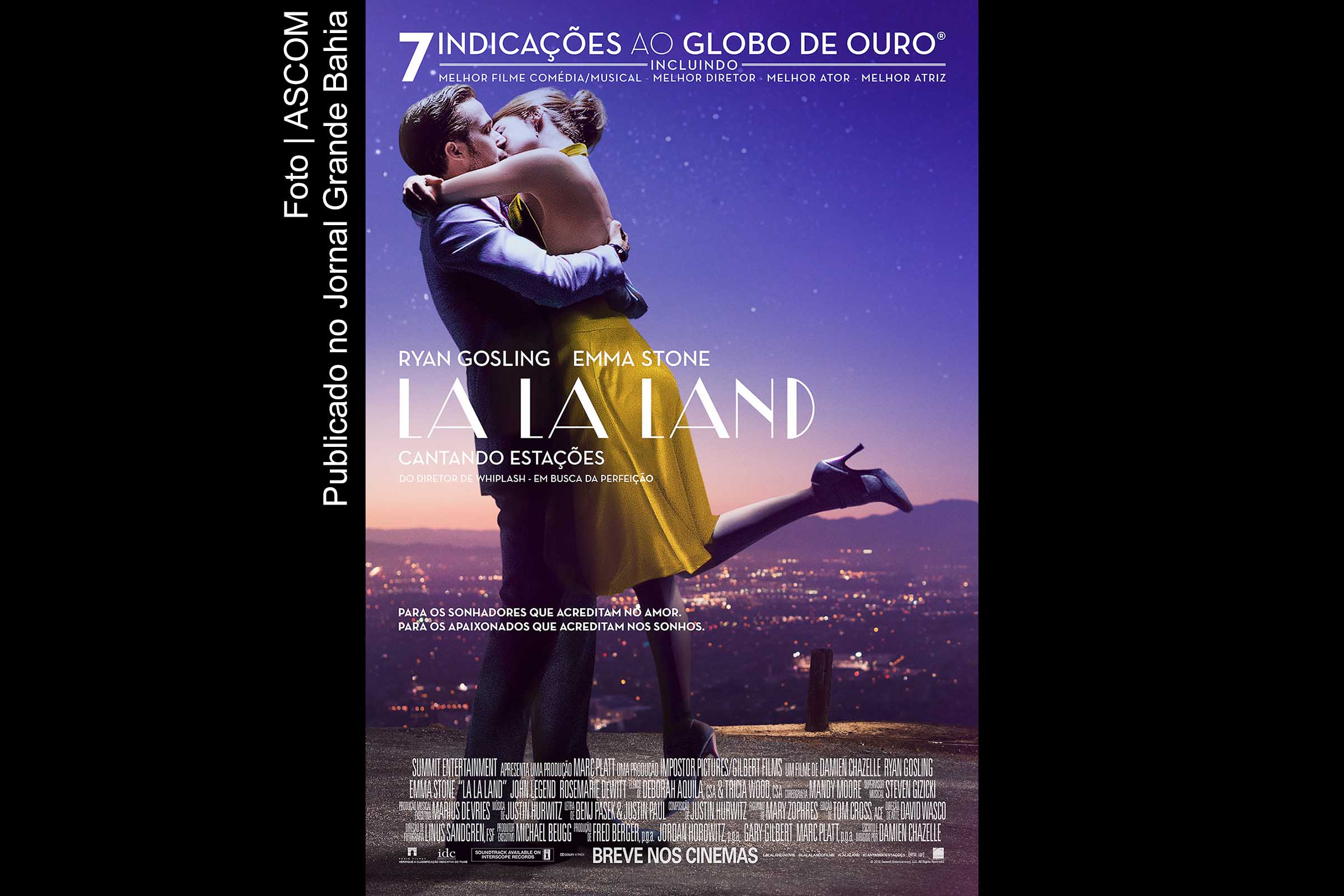 Cartaz do filme La La Land. Obra cinematográfica concorre ao Oscar.