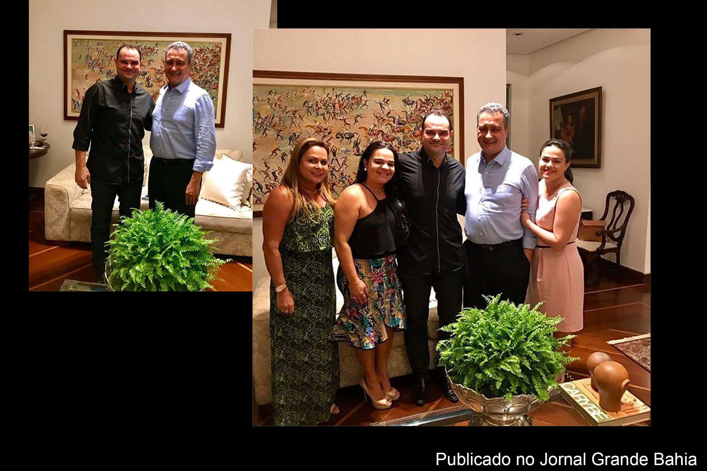 Vereador Reinaldo Miranda (Ronny) e governador Rui Costa, durante jantar no Palácio de Ondina, em Salvador.
