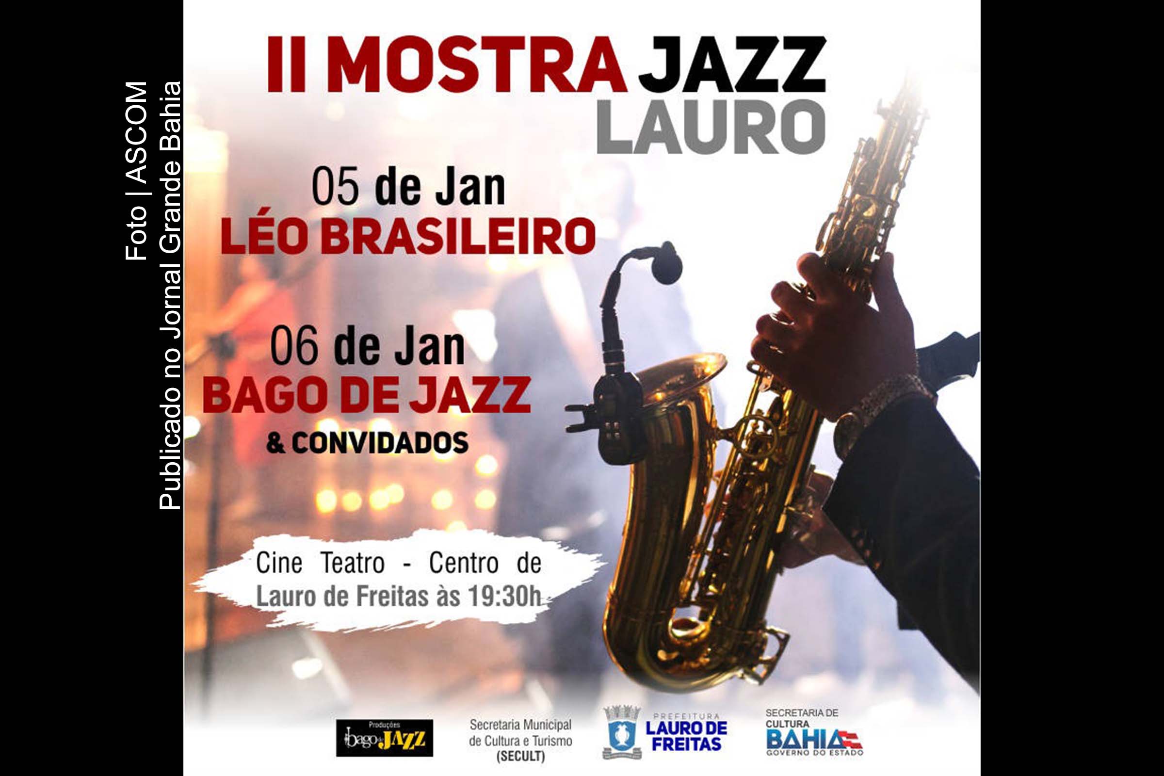 Cartaz anuncia II Mostra de Jazz em Lauro de Freitas.