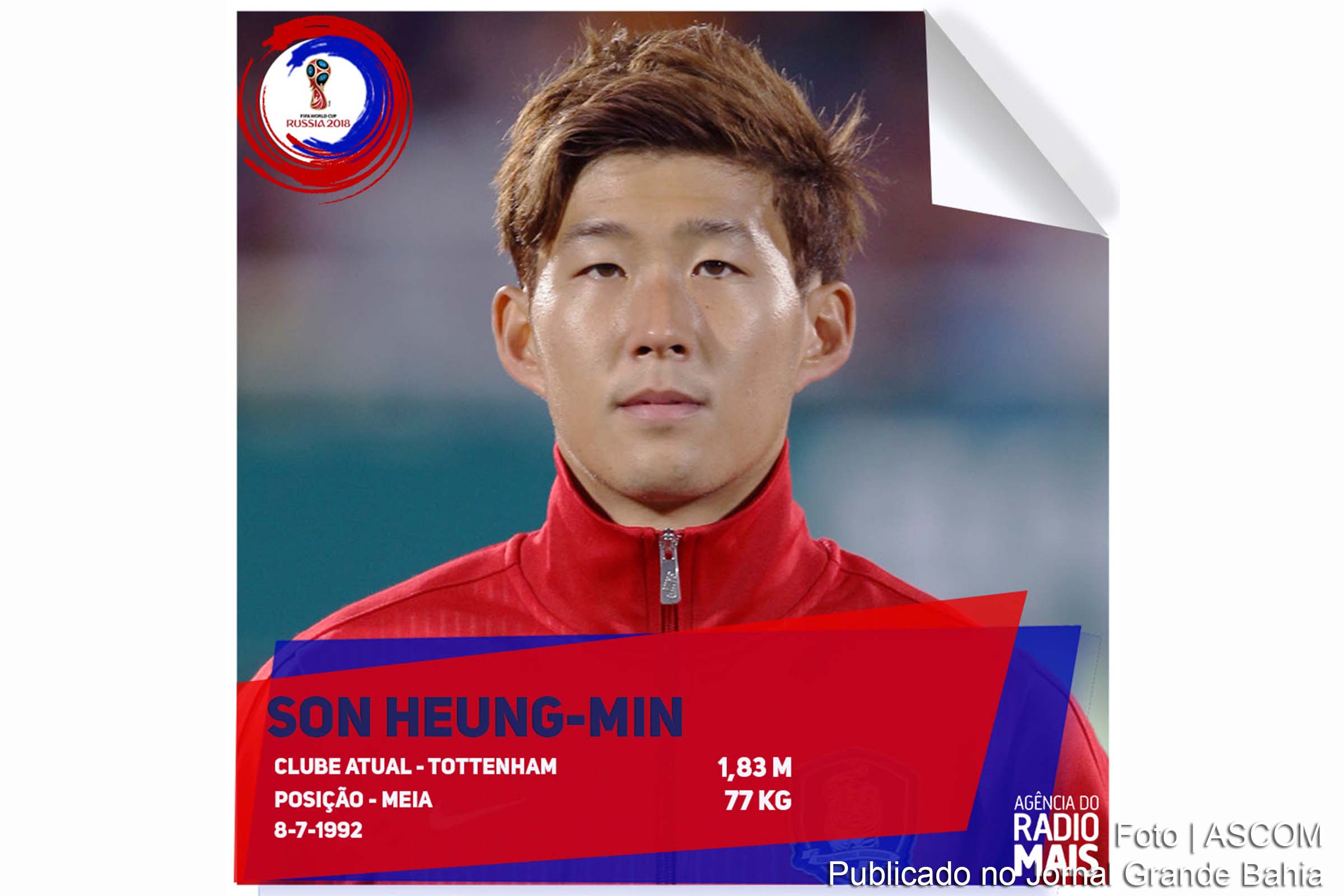 Son Heung-Min joga pelo Tottenham e foi escalado como jogador da Seleção de Futebol da Coreia do Sul.