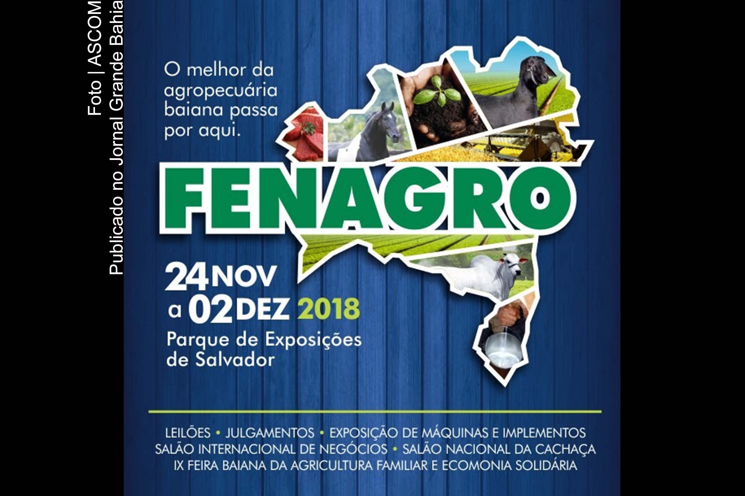 Cartaz anuncia edição do da FENAGRO, evento ocorre em Salvador.