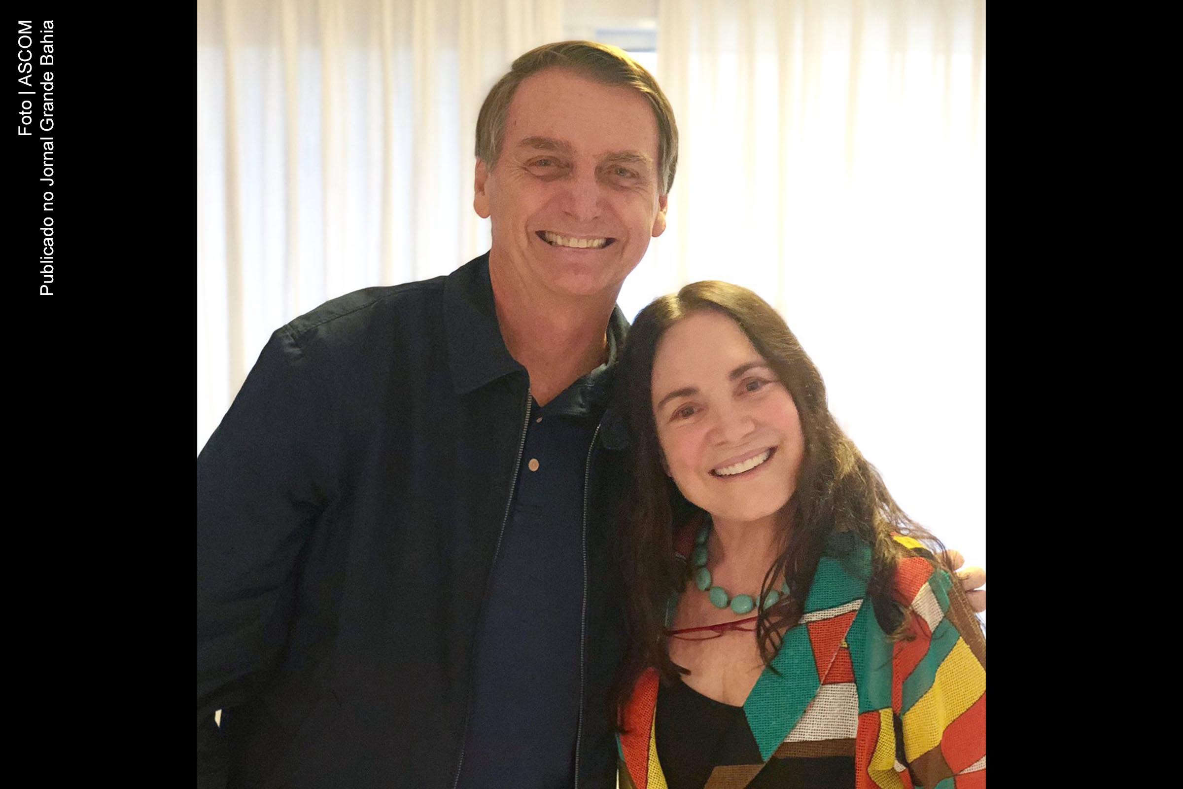 Presidente Jair Bolsonaro e a atriz Regina Duarte.