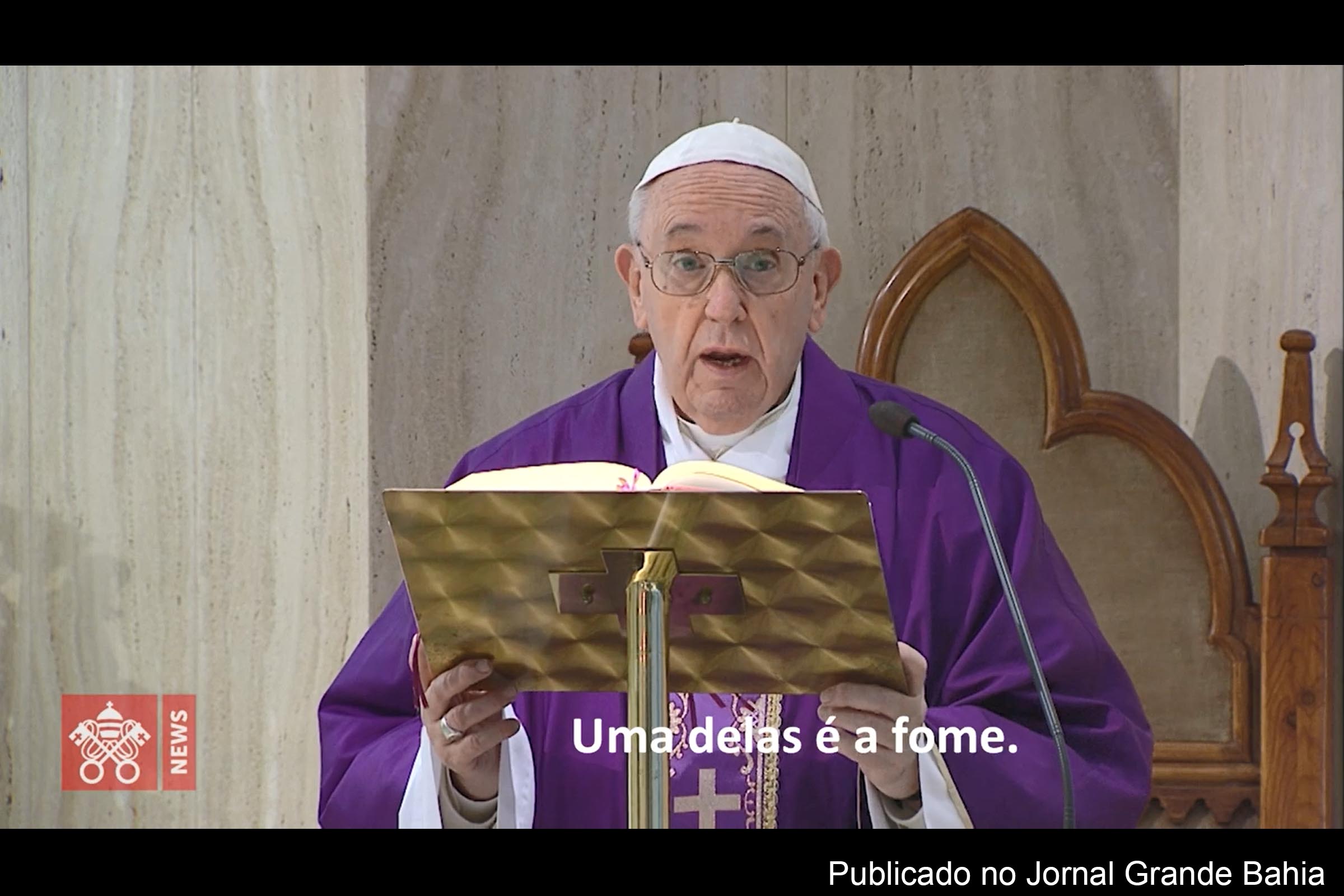 Papa Francisco alerta para a necessidade de apoio aos que passam fome.