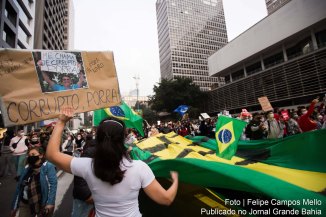 Em 4 de julho de 2021, manifestantes participaram de protesto na Avenida Paulista pedindo o impeachment do presidente extremista de direita Jari Bolsonaro.