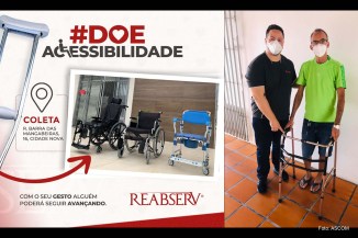 Projeto ‘Doe Acessibilidade’ promove coleta de equipamentos como muletas e cadeira de rodas para doação a necessitados.