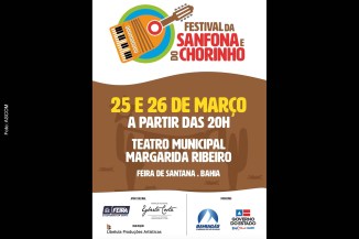 Cartaz anuncia realização do ‘Festival da Sanfona e do Chorinho'.