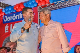 Prefeito de Ribeira do Pombal, Eriksson Silva (PSD) e Jerônimo Rodrigues (PT), pré-candidato ao Governo da Bahia.